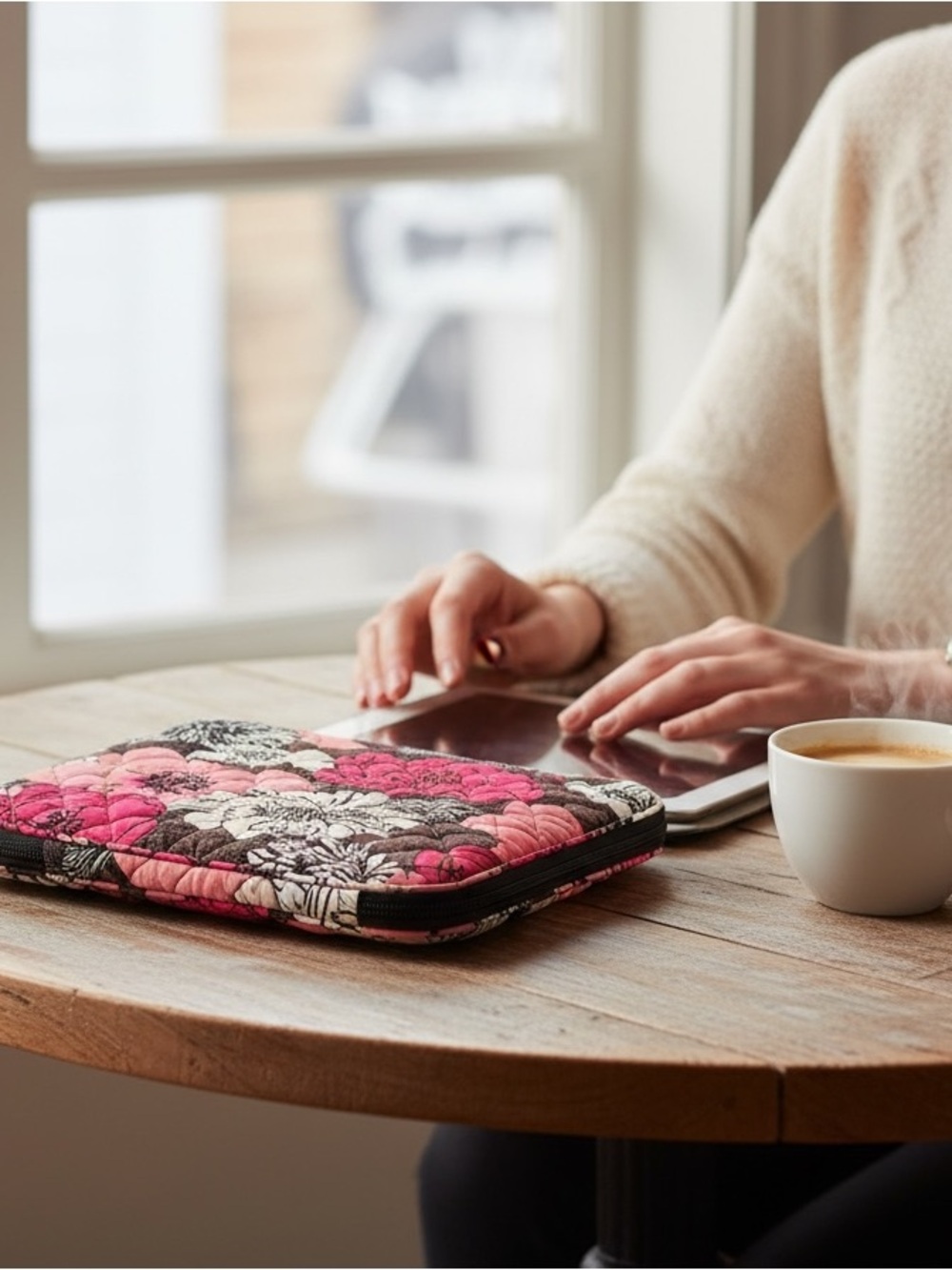 Vera Bradley Mocha Rouge pattern Quilted tablet case